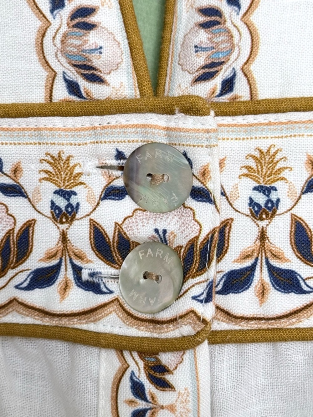 FARM Rio White Maxi Dress with Blue and Gold Floral Embroidery - Picture 11 of 16